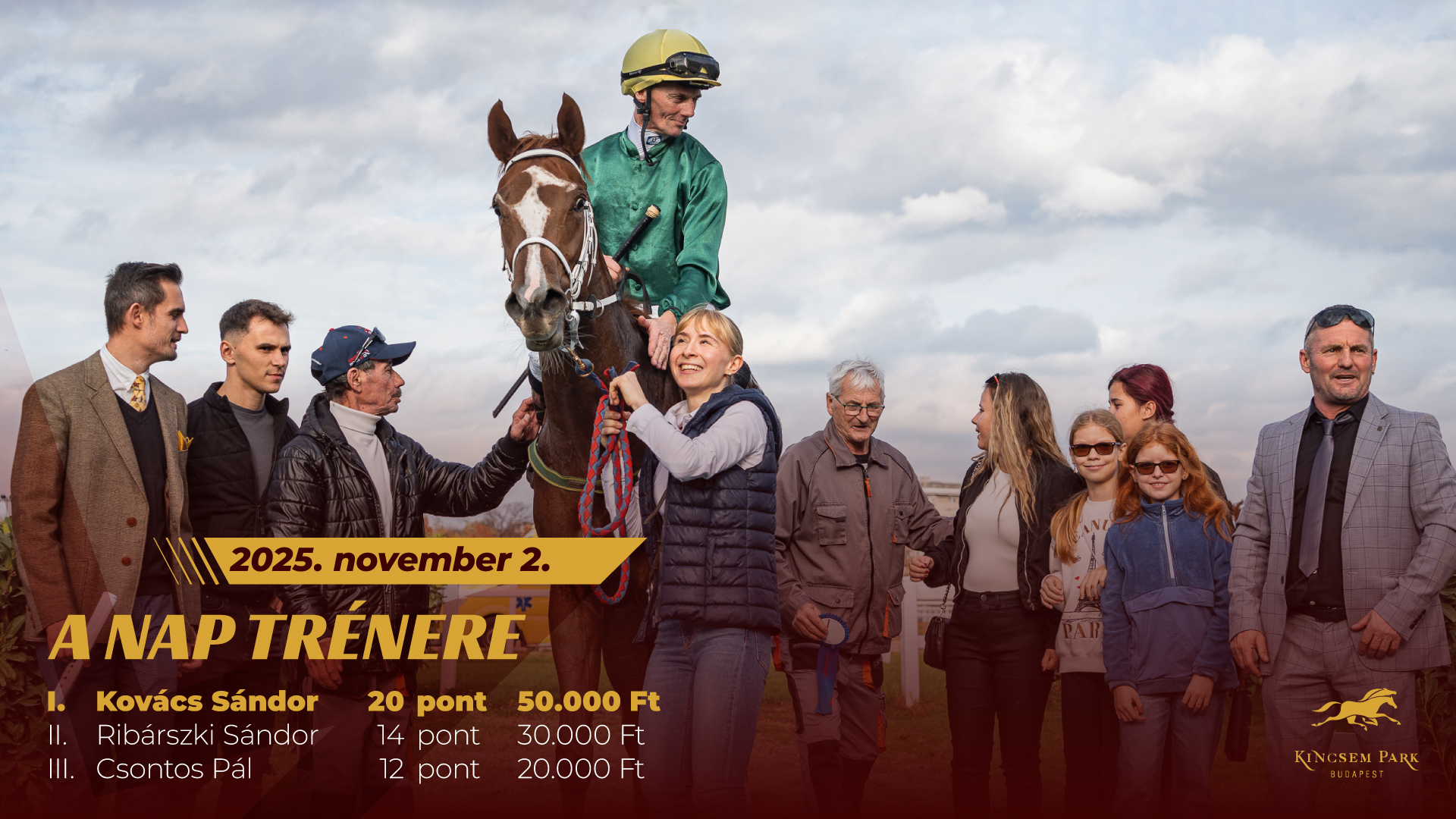 2025. november 2.Nap trénereI. Kovács Sándor 20 pont 50.000 FtII. Ribárszki Sándor 14 pont 30.000 FtIII. Csontos Pál 12 pont 20.000 Ft
