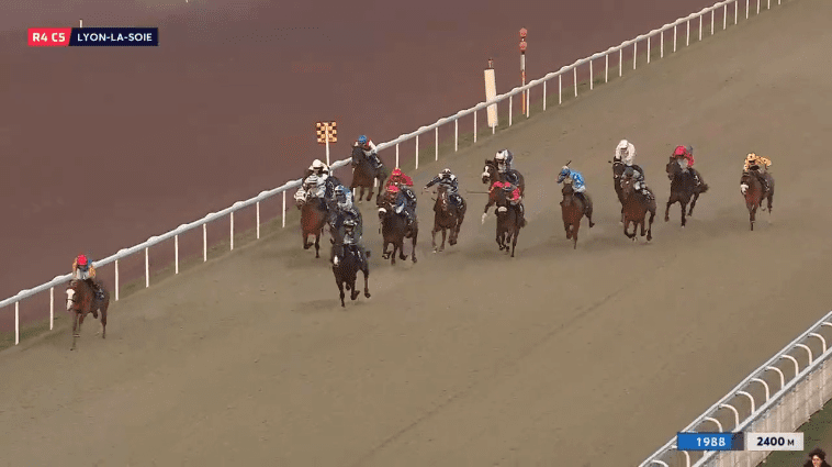 1. kép: Damino (GER) és Martin Seidl útja a győzele felé. Forrás: france-galop.com